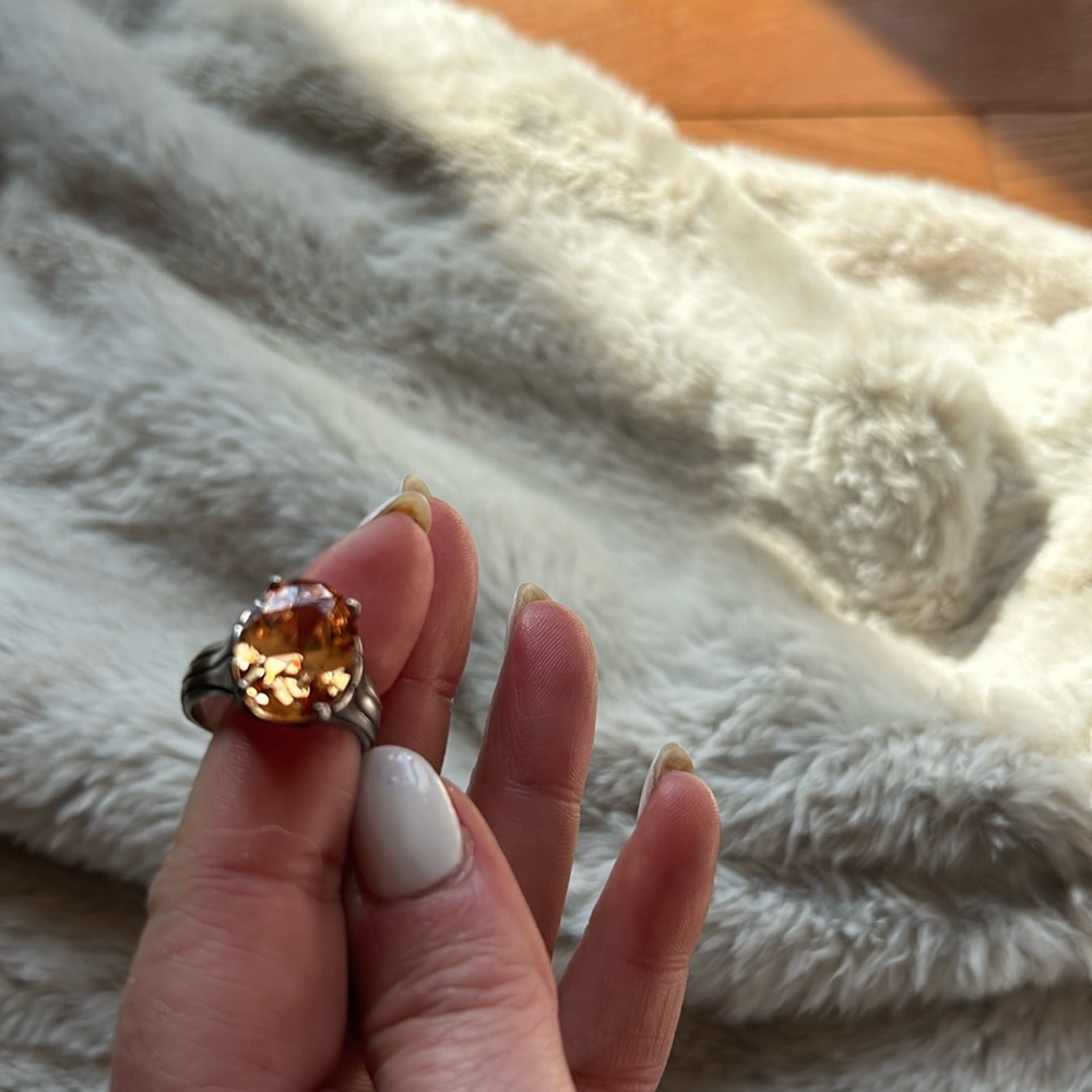 Faceted Champagne Cubic Zirconia Ring by Silpada Designs. Sterling Silver. 7